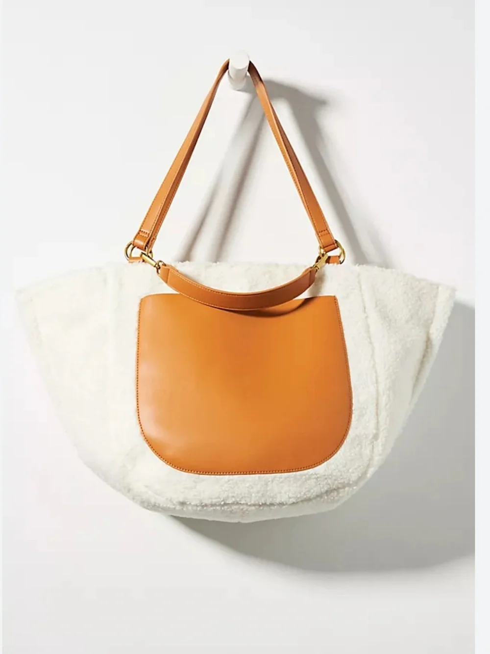 Anthropologie Faux Shearling Tote Bag